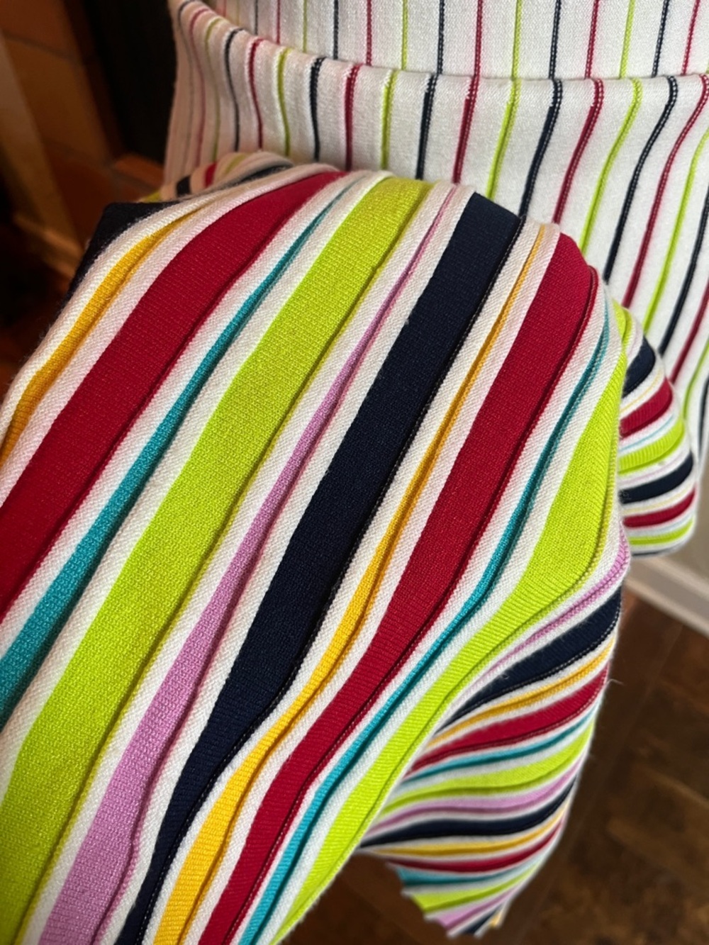 Milly White/Multicolor Godet Stripe Fit & Flare Dress, size S - Picture 6 of 9
